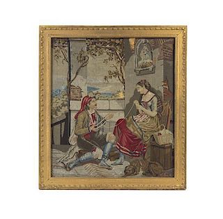 A Continental Needlepoint Panel, Height 20 1/4 x width 18 inches.