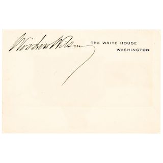 Rare President WOODROW WILSON Signed, The White House - Washington, Card