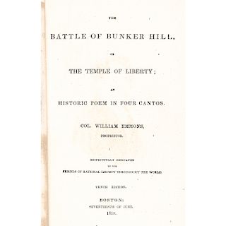 1859 Edition Titled - Poem on the Battle of Bunker Hill - by Col. William Emmons