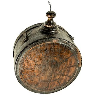 c. 1780-1820 Pennsylvania Style Decorated Ornately Designed Wooden Drum Canteen