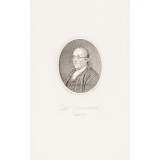 c. 1800 Engraving of Benjamin Franklin at Age 84 Engraved by D. Edwin