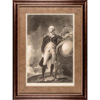 WASHINGTON., Lansdowne Portrait After Gilbert Stuart, Engraver T. Kelly Framed