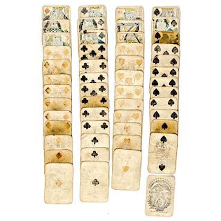 c 1830 Early AMERICAN MANUFACTURE (CALEB BARTLETT) Complete 52 Playing Card Deck