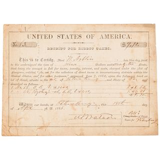 April 18, 1865 Rare Completed Partly-Printed Document, U.S. Direct Taxes Receipt