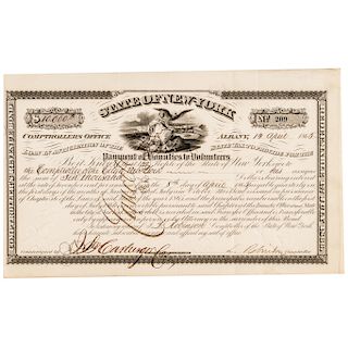 New York Civil War $10,000 1865 Dated Enlistment Bounty Payment Volunteers Bond