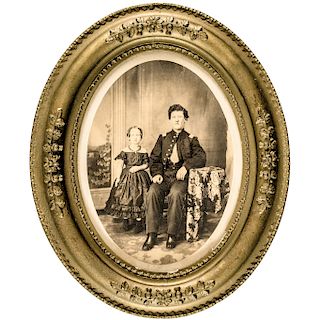 c. 1864 Framed Photograph of a Young Civil War Union Army Officer and His Sister