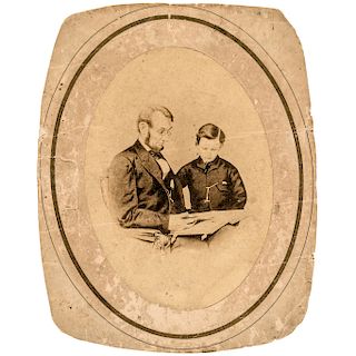 President Lincoln With Tad Photograph Taken February 9, 1864 by Anthony Berger For Mathew Brady