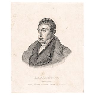 c. 1824 Revolutionary War Hero Marquis de Lafayette Engraved Portrait 