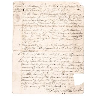 1780 Manuscript Document, Revolutionary War Orders for Cambridge, Mass.