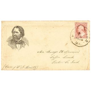 1856 John Fremont Portrait Campaign Envelope Postmarked and Postally Used