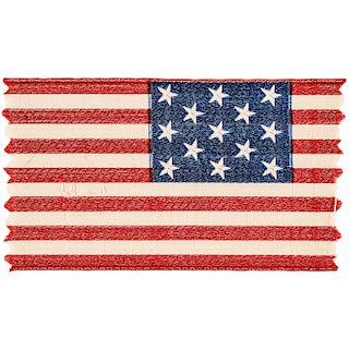 c. 1876 Bicentennial Era Unused American 13-Star Silk Parade Flag or for Pinback