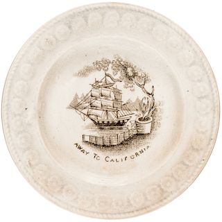 1849 California Gold Rush Period, Away To California Theme Child's Tea Set Plate