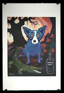 Signed Rodrigue Blue Dog Absolut Louisiana - 1991