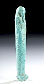 Egyptian Late Dynastic Faience Ushabti w/ Blue Glaze