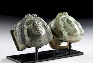 Pair of Roman Bronze Chariot Adornments w/ Medusa Faces