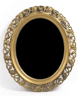 A Victorian Giltwood Mirror, Height 27 x width 24 inches.