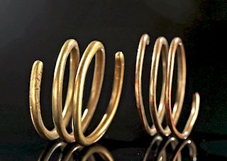 Lovely Roman 14K+ Gold Coiled Hair Rings