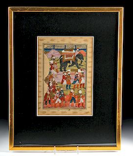Framed 18th C. Mughal Painting of Funeral Procession
