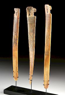 Proto Nazca Bone Spatulas - Eagle Heads