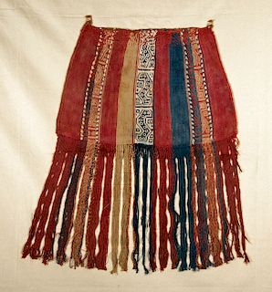 Large & Fine Inca Polychrome Textile Tasseled Coca Bag