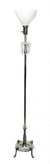 An Art Deco Style Chromed Floor Lamp, Height overall 55 inches.