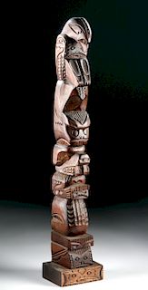 20th C. Pacific Northwest Red Cedar Totem Pole