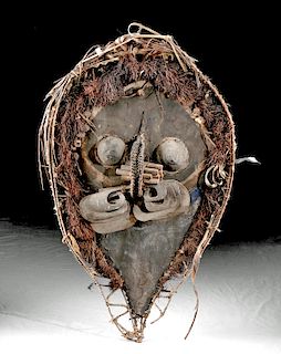 20th C. Papua New Guinea Maprik Wood & Fiber Dance Mask