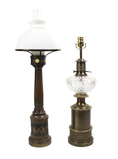Two Neoclassical Style Table Lamps, Height of taller overall 30 inches.