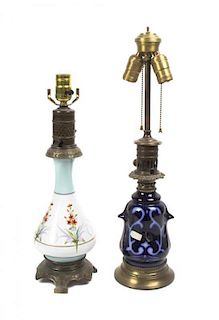 Two Continental Table Lamps, Height of taller 21 1/2 inches.