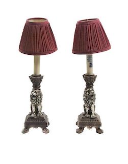 A Pair of Composite Figural Table Lamps, Height overall 15 inches.