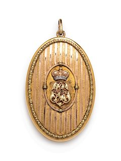 An Art Nouveau 14 Karat Bicolor Gold Mirrored Locket/Pendant, Henrik Wigstrom,