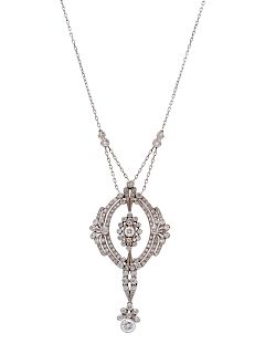 An 18 Karat White Gold and Diamond Necklace,