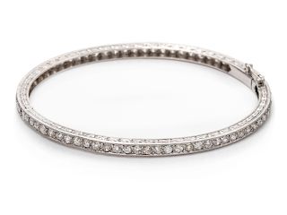 A Belle Epoque Platinum and Diamond Bangle Bracelet, French,