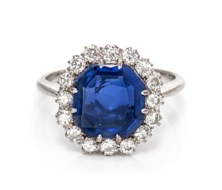 A Platinum, Sapphire and Diamond Ring,