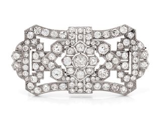 An Art Deco Platinum and Diamond Brooch,