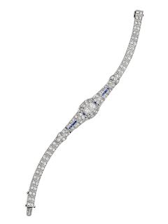 An Art Deco Platinum, Diamond and Sapphire Bracelet,
