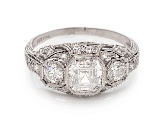 An Antique Platinum and Diamond Ring, A. H. Fetting,