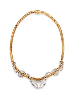 An 18 Karat Yellow Gold, Platinum and Diamond Necklace, Andrew Clunn,