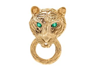 A Yellow Gold and Emerald Tiger's Head Clip/Brooch, Van Cleef & Arpels,