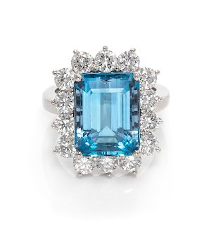 A Platinum, Aquamarine and Diamond Ring, Tiffany & Co.,