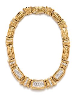 An 18 Karat Yellow Gold and Diamond Necklace, Montreaux,