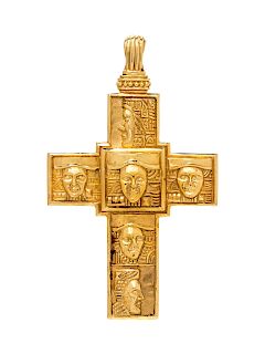 An 18 Karat Yellow Gold Cross Pendant,