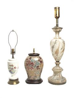 Three Table Lamps, Height of tallest overall 34 inches.