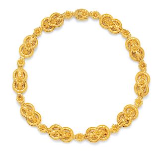 An 18 Karat Yellow Gold 'Hercules Knot' Demi-Parure, Lalaounis,