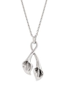 An 18 Karat White Gold and Diamond 'Lily' Pendant/Necklace, Asprey,