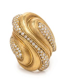 An 18 Karat Yellow Gold and Diamond Ring, Henry Dunay,