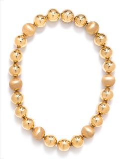 An 18 Karat Yellow Gold Bead Necklace, Italian,