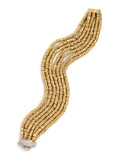 An 18 Karat Yellow Gold and Diamond Multistrand Bracelet, Orlandini,