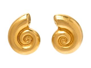 A Pair of 18 Karat Yellow Gold Shell Earclips, Lalaounis,
