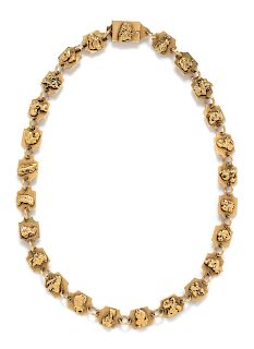 A Yellow Gold Gold Nugget Necklace,